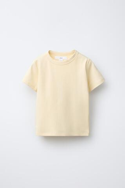 ZARA ОДНОТОННАЯ ФУТБОЛКА ИЗ ТРИКОТАЖА INTERLOCK, ЖЕЛТЫЙ