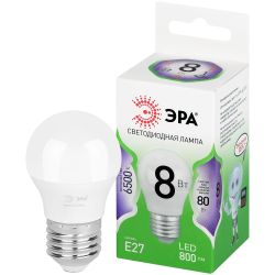 Лампа светодиодная ЭРА GREEN LINE LED P45-8W-865-E27 GL 8Вт шар холодный свет E27 | Лампы cветодиодные Шар (G/P)