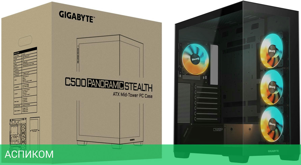 Корпус Gigabyte C500 Panoramic Stealth без БП черный (GB-C500P ST)