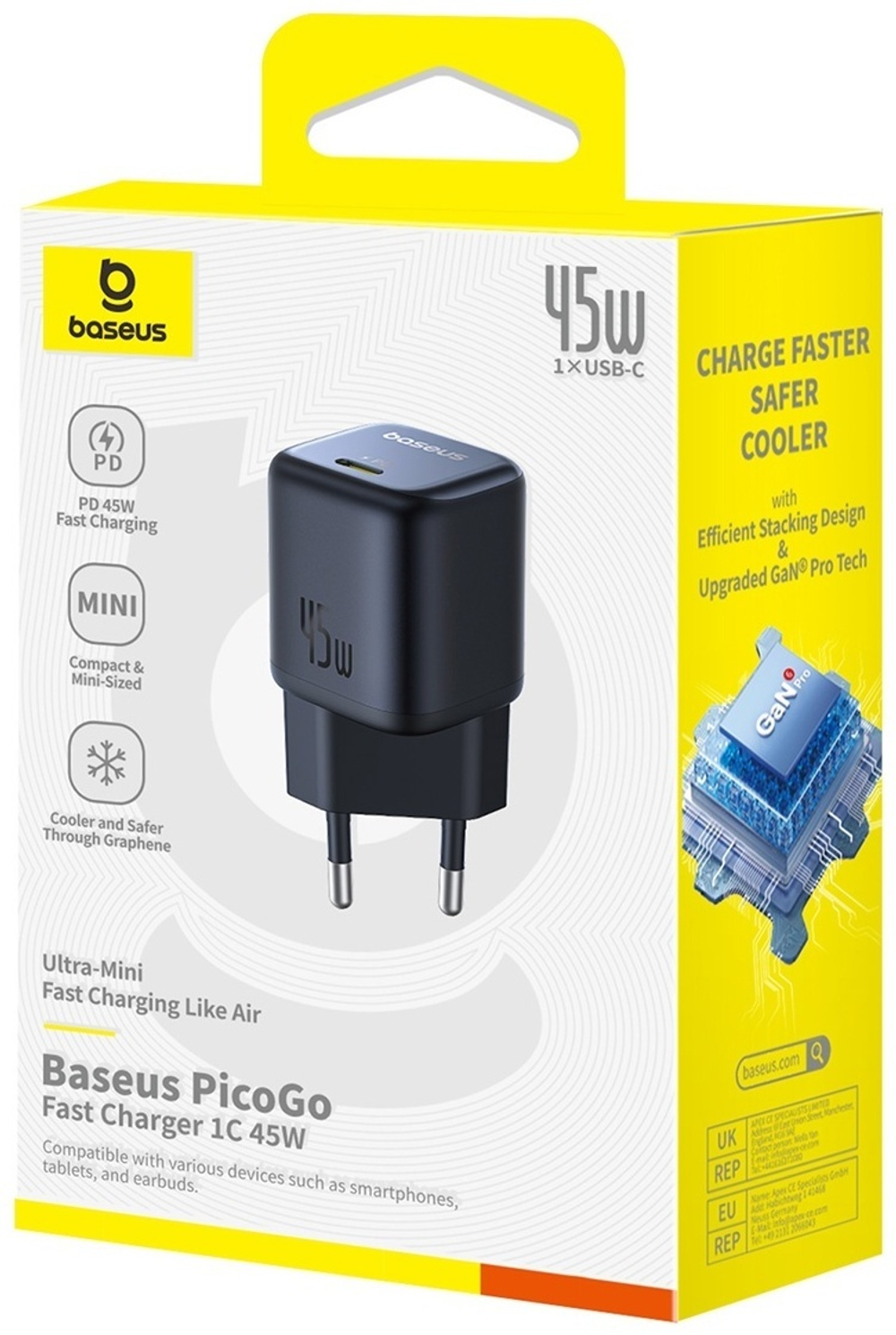 Зарядное устройство Baseus PicoGo GaN6 Pro 1C 45W USB Type-C черный