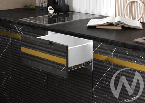 Кухня Милена 2;6м (белый/мрамор белый софт; мрамор блэк софт/антарес)