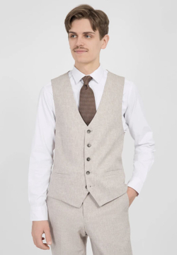 Мужской костюм тройка (серо-бежевый) А50
