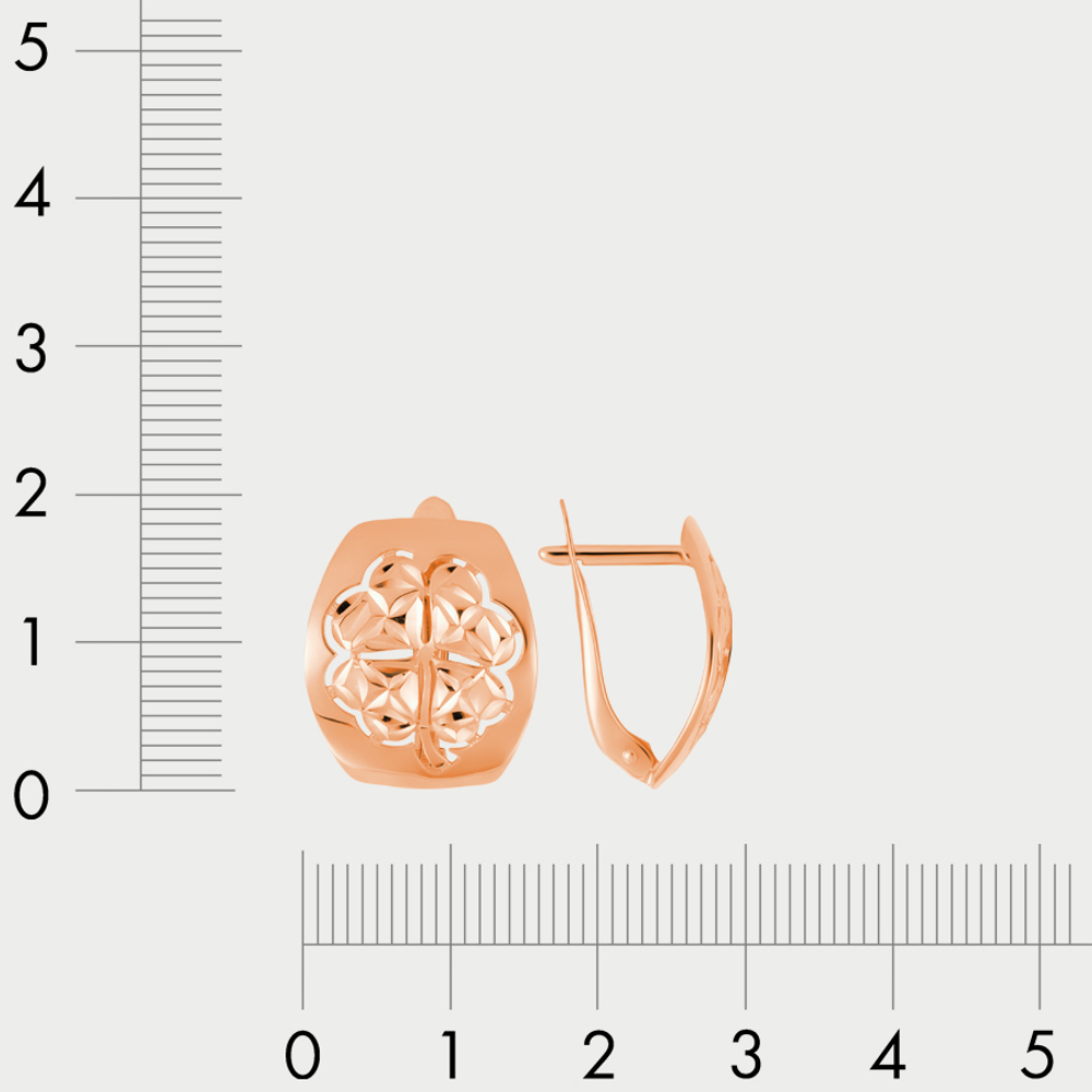 Серьги женские без вставок из розового золота 585 пробы (арт. АСд747-3193)