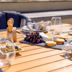 Nora-Andy 10N, комплект обеденной мебели антрацит/натуральный, алюминий/тик