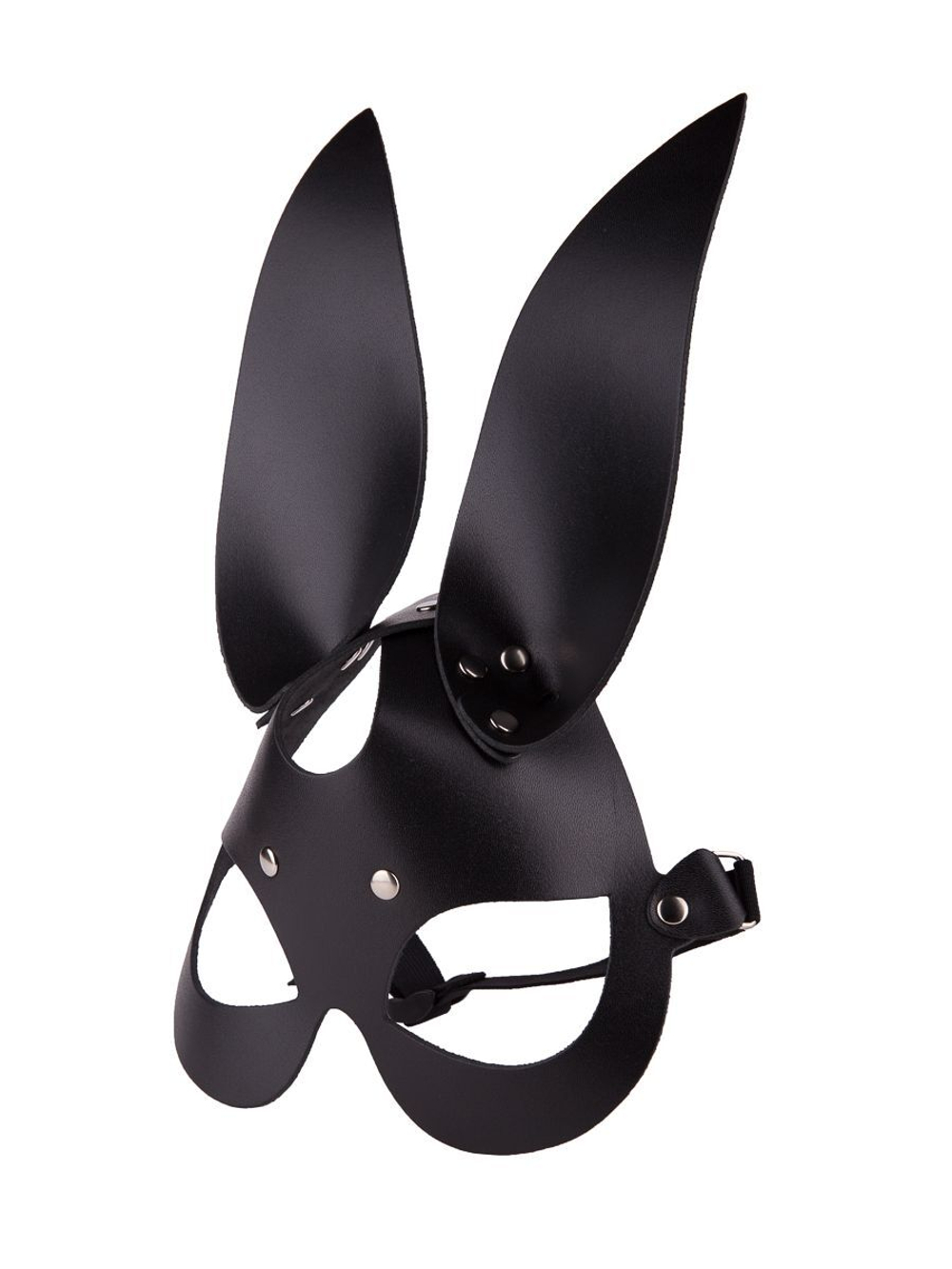 Чёрная кожаная маска с длинными ушками (Цвет: черный)