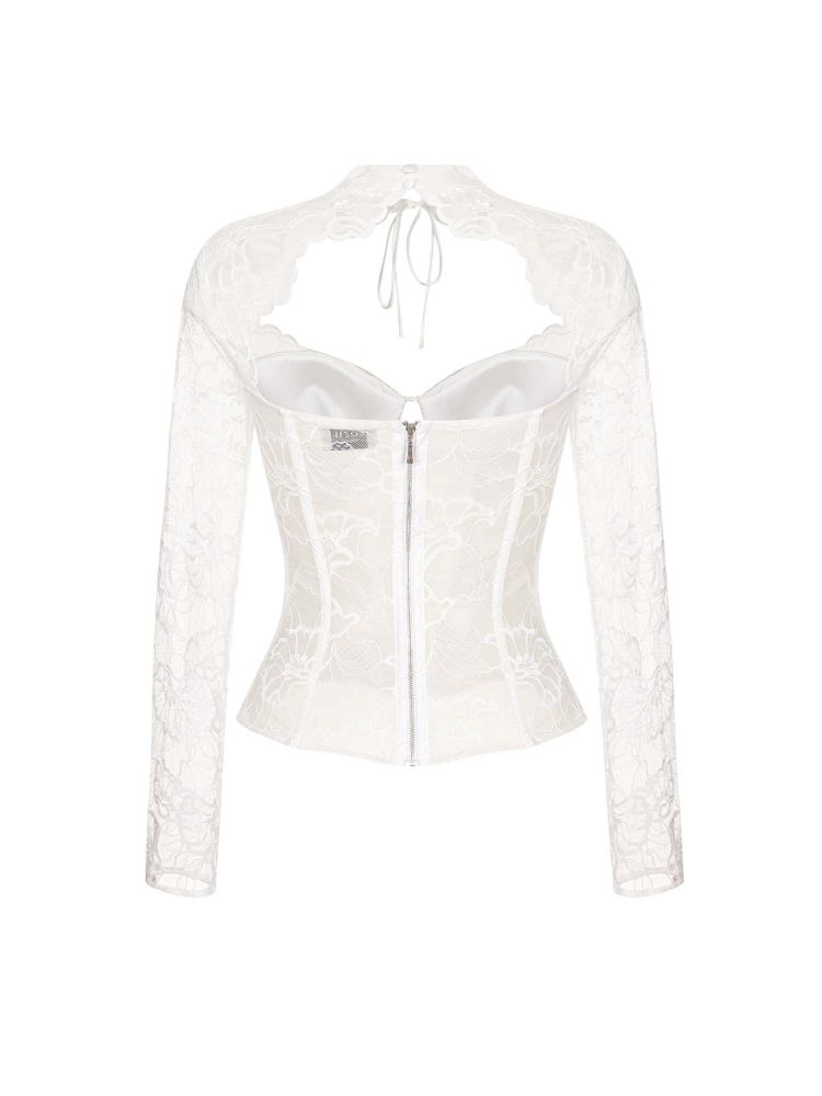 Топ бюстье корсетного типа из кружева с рукавами
