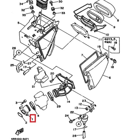патрубок впускной Yamaha TT-R250 TT250R 4GY-13586-00-00