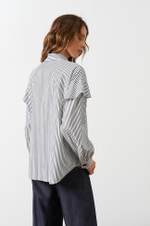 22982 Блузка женская (молочный, серая полоска)