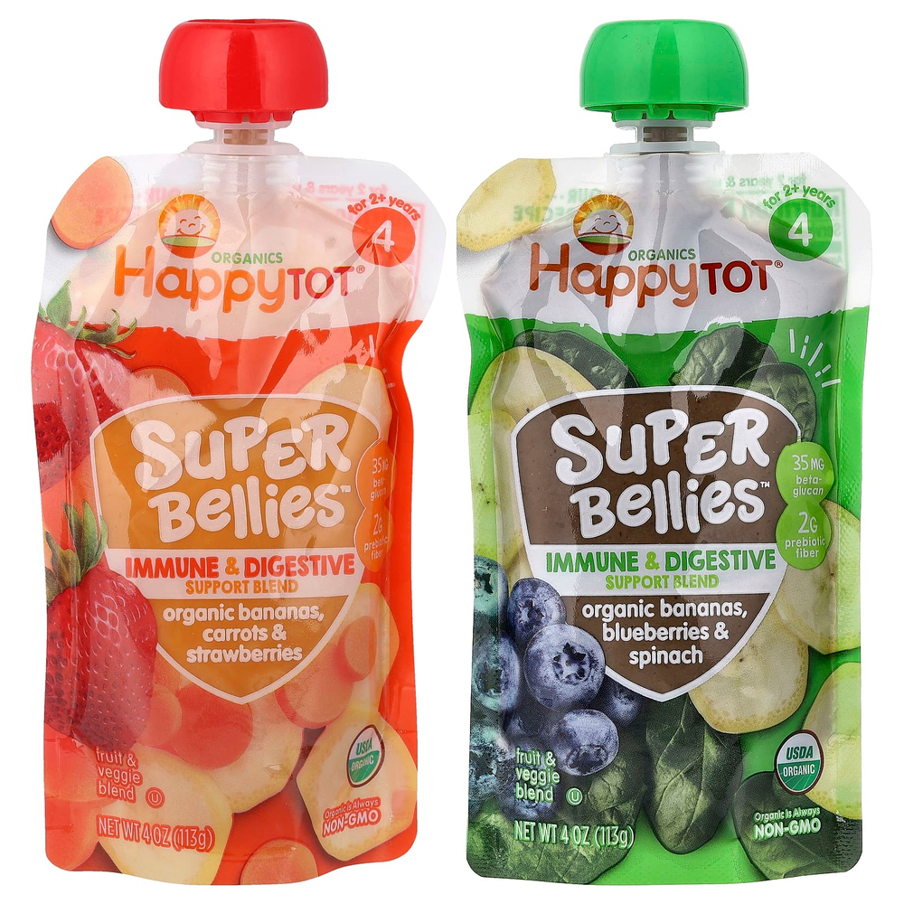 Happy Family Organics, Happy Tot®, Super Bellies™, смесь органических фруктов и овощей для детей от 2 лет, ассорти вкусов, 8 пакетиков по 113 г (4 унции)
