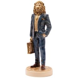 Скульптура Лев Бизнесмен Айвори Синий