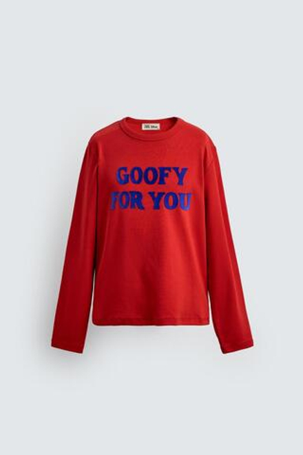 ZARA X DISNEY ФУТБОЛКА С ТЕКСТОМ, КРАСНЫЙ