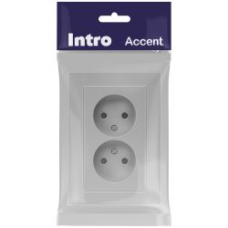 Розетка Intro Accent 6-204-03 двойная 2х2P 16А-250В IP20 СУ AL/CU алюминий | Intro
