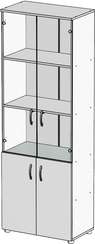 Стеллаж закрытый 4 двери ЛДСП + стекло