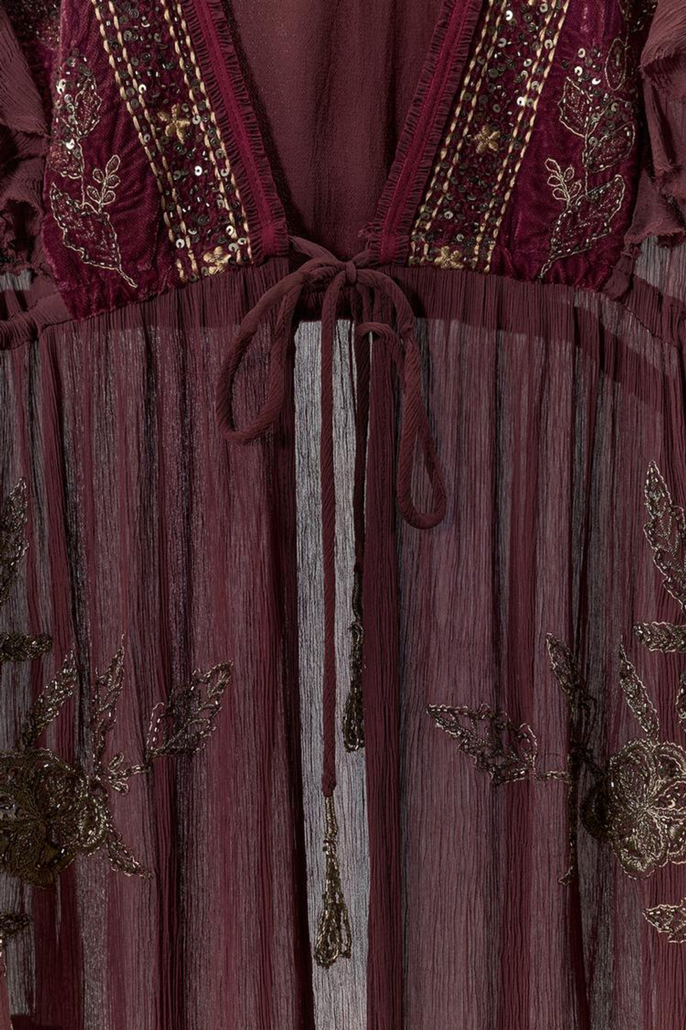 ZARA КОМБИНИРОВАННЫЙ ТОП ИЗ ЖОРЖЕТА С ПАЙЕТКАМИ, ВИННЫЙ