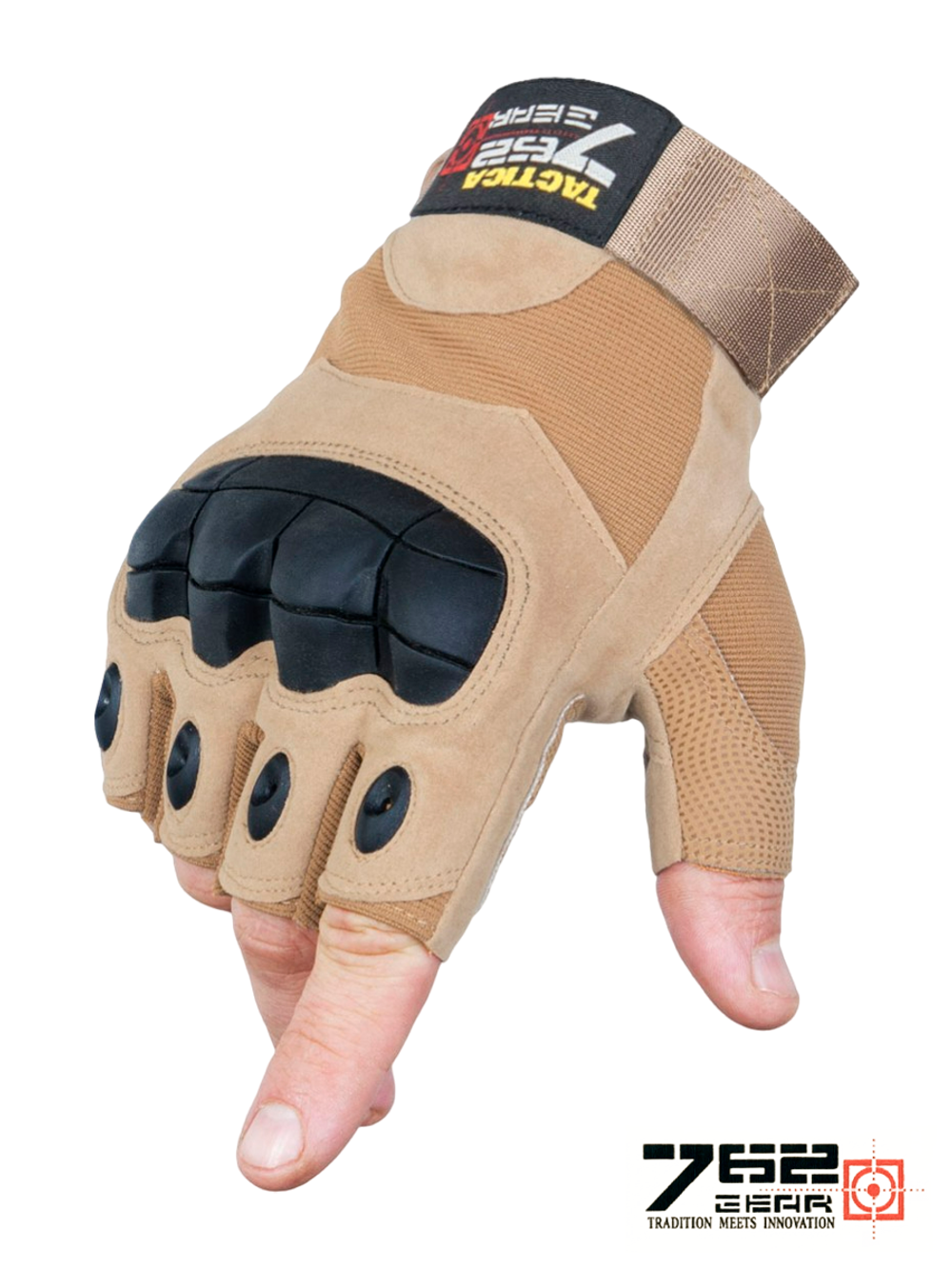 Перчатки беспалые с костяшками Tactica 7.62 Gear Army Tactical Gloves (325). Койот