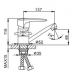 Смеситель для раковины, Frap, корот изл, с картриджем, хром, F45701-B