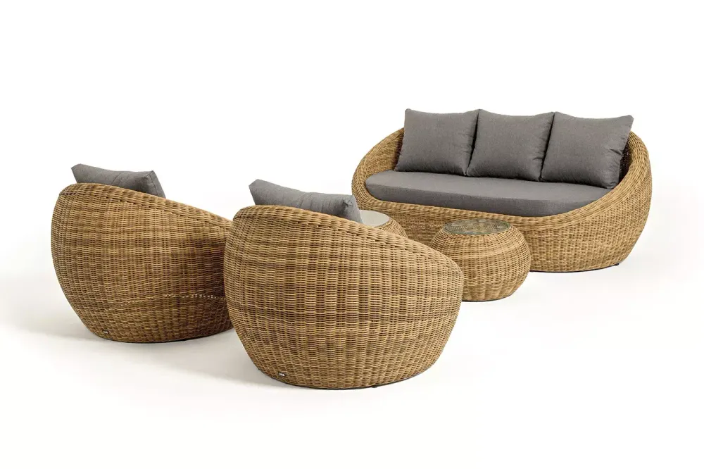 "Барселона" лаунж-зона из искусственного ротанга, цвет соломенный