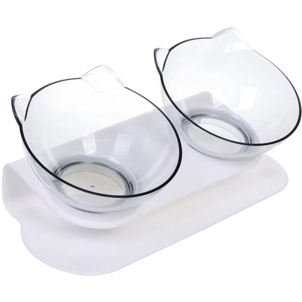 Миска пластиковая на подставке «МУРОЧКИН», цвет белый, 14*27см /270мл