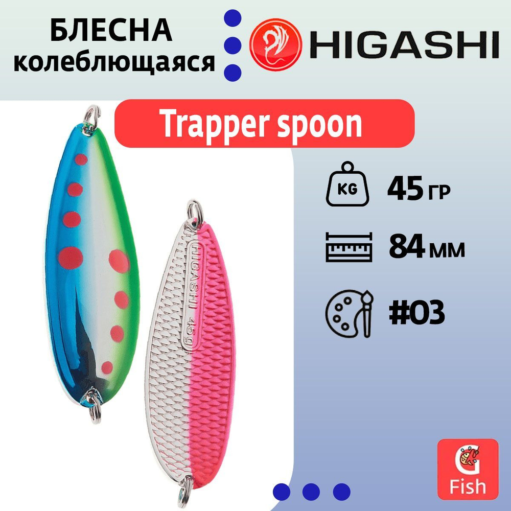Блесна колеблющаяся HIGASHI Trapper spoon 45g#08
