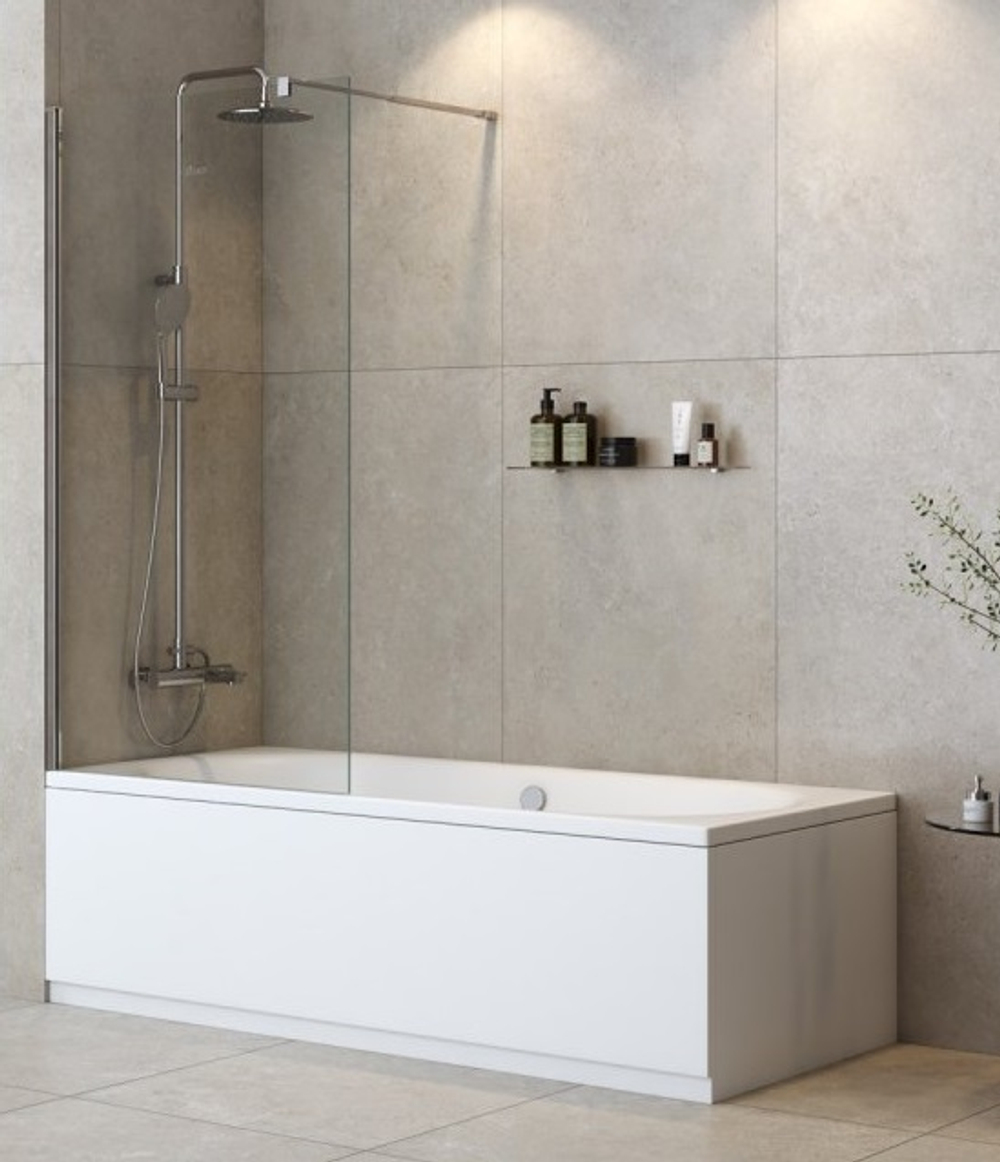 Шторка на ванну Cezares LIBERTA-V-1-90/155-C-Cr профиль хром, стекло прозрачное