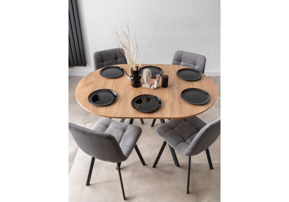 Стол деревянный Woodville Курт 90, 130 дуб крафт золотой, черный матовый, ножки черные