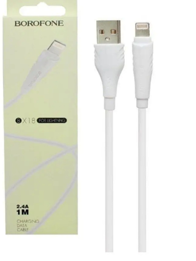 Дата-кабель универ. lightning USB/ Iphone 1 м., 2.4А, белый BOROFONE BX19