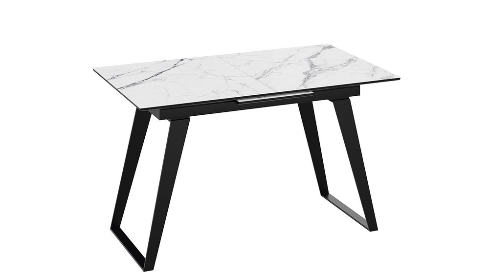 Стол кухонный обеденный раздвижной Черный муар/Стекло глянцевое черный мрамор 140(180)х80х77 см