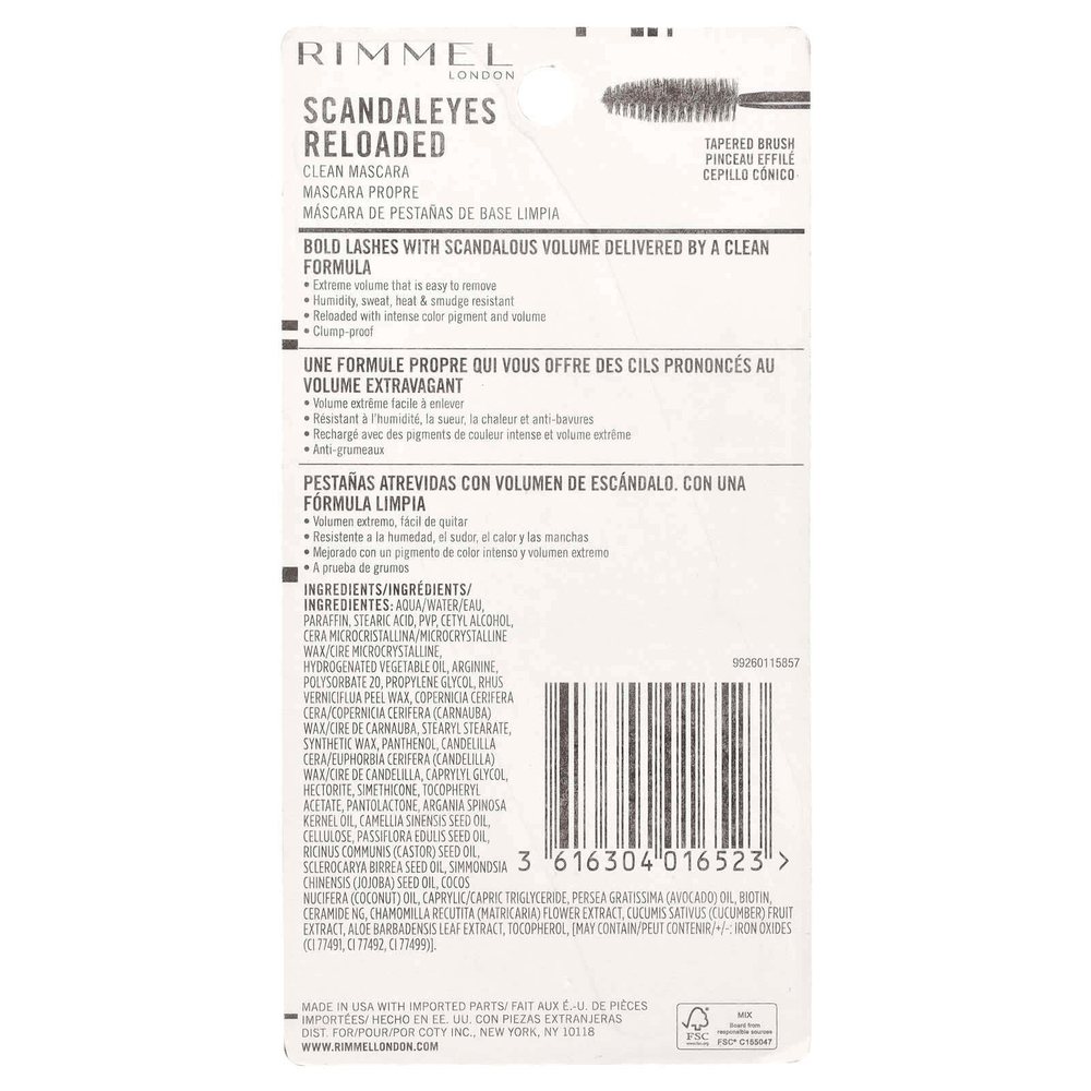 Rimmel London, Scandaleyes Reloaded, чистая тушь, оттенок 002, черно-коричневый, 12 мл (0,40 жидк. унц.)