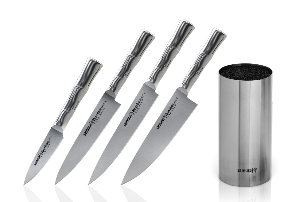 Набор ножей 4шт с подставкой Samura Bamboo SBA-05/K