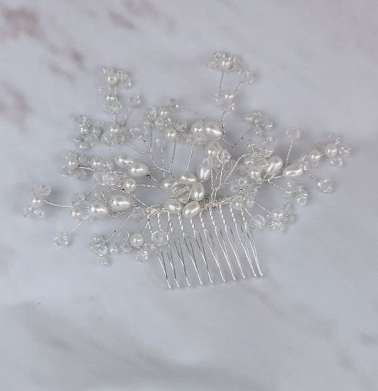 Гребешок горный хрусталь, жемчуг "Летто" (Итальянский дизайн)