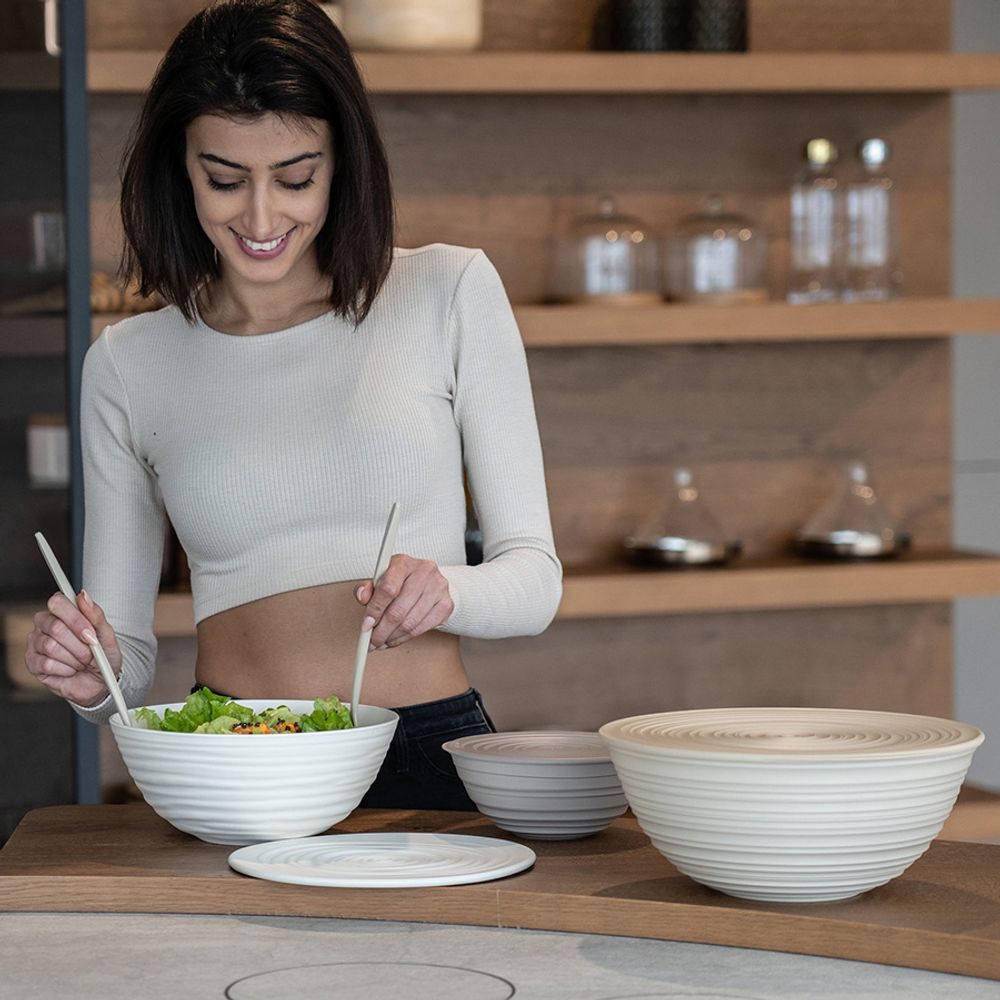 Миска с крышкой Tierra, Ø18 см, молочная