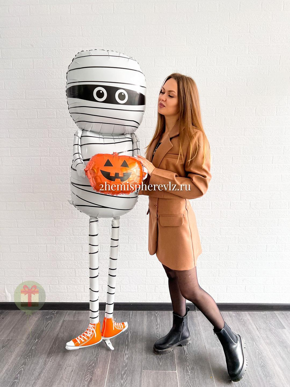 Ходячий шар Мумия с тыквой на Хэллоуин