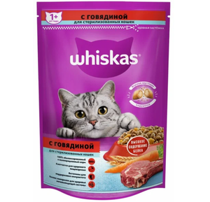 КОРМ WHISKAS ПОДУШЕЧКАМИ С ГОВЯДИНОЙ 350ГР