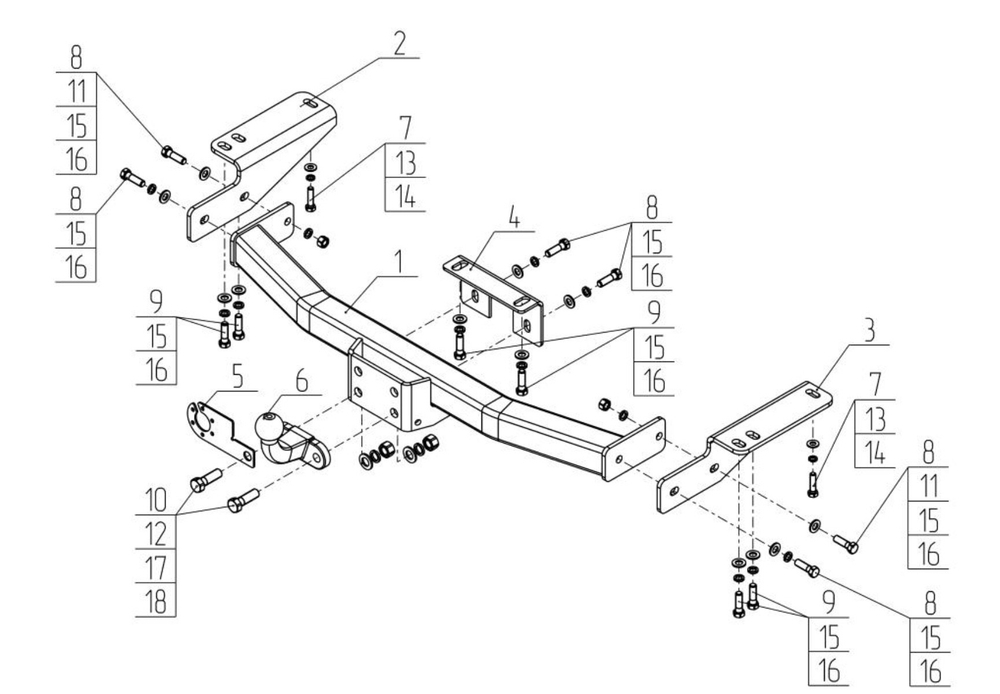 Фаркоп для Toyota Land Cruiser Prado 120,150 2003-2023.Тип шара: F. Нагрузки: 3500/120 кг, TY 50