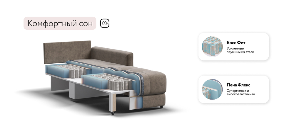 Босс Лофт кресло-кровать Велюр Роял тауп