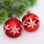 Новогодние шары «Снежный шарм» 6 см (набор 6 шт), Красный