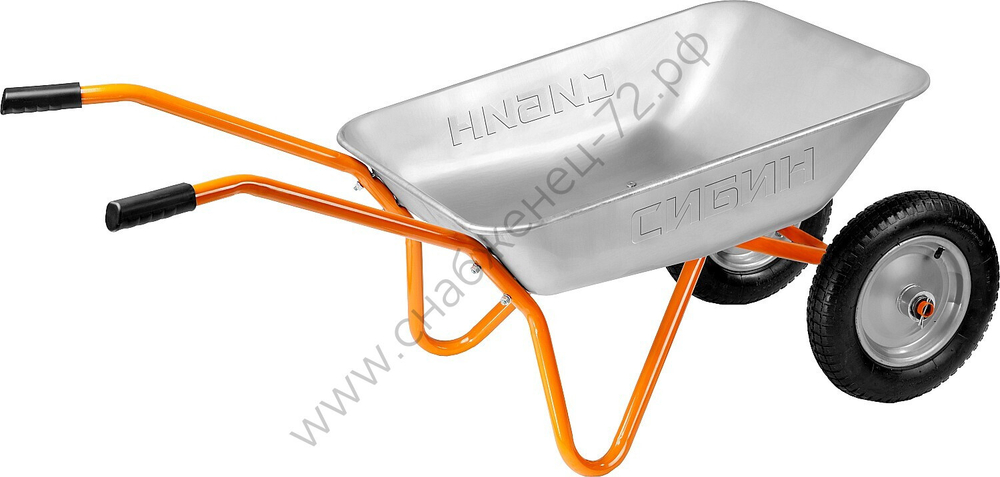 СИБИН СТ-21, 65 л, 100 кг, двухколесная, оцинкованная сталь, садовая тачка (39909)