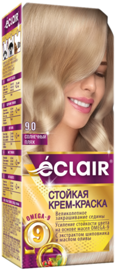 ECLAIR OMEGA-9 Cтойкая крем-краска (солнечный пляж) 9.0