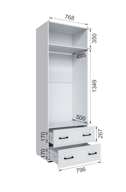 Шкаф с 2 ящиками без зеркала Бруклин 80Ш