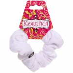 Резинка для волос 1шт «Кокетка - Бархат», цвет белый, d-10,5см ●