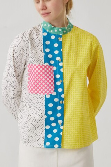 Составная рубашка в горох из винтажных ситцев