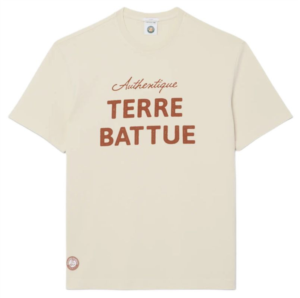 Мужская теннисная футболка Lacoste Roland-Garros Edition Clay Court - ecru