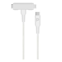 Кабель Powerology USB-C to USB-C + Lightning PD60W (PCAB007WH) White