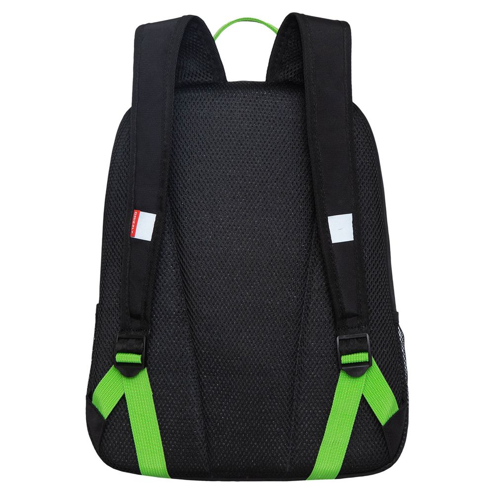 Рюкзак Grizzly, 29*38*16см, 2 отделения, 2 кармана, жесткая спинка, черный-салатовый