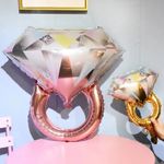 Шар с клапаном (17''/43 см) Мини-фигура, Кольцо с бриллиантом, Золото, 1 шт.