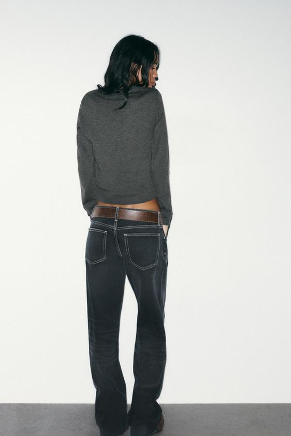 ZARA ДЖИНСЫ TRF WIDE LEG С НИЗКОЙ ПОСАДКОЙ, ЦВЕТ НОЧНОГО НЕБА