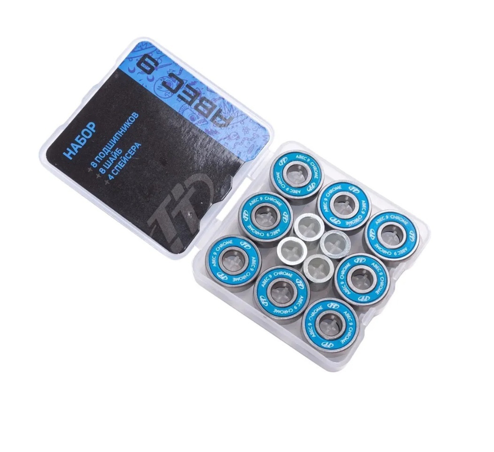 Подшипники 608RS, ABEC- 9, 8 шт.+8 шайб+4 спейсера. Chrome 393231