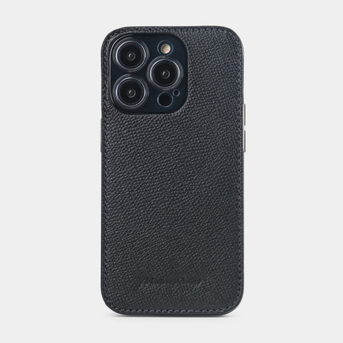 Чехол для iPhone 15 Pro из кожи сафьяно, черного цвета