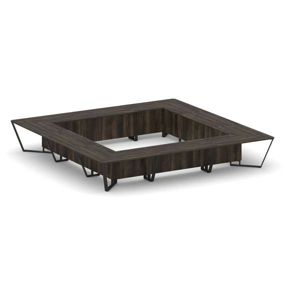 Steel Meet Стол переговорный квадратный KD-PR.B.SP-24K Дуб Мали/Металл Черный 4800*4800*750