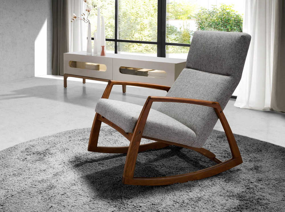 Кресло-качалка 5106/WD972 из серой ткани